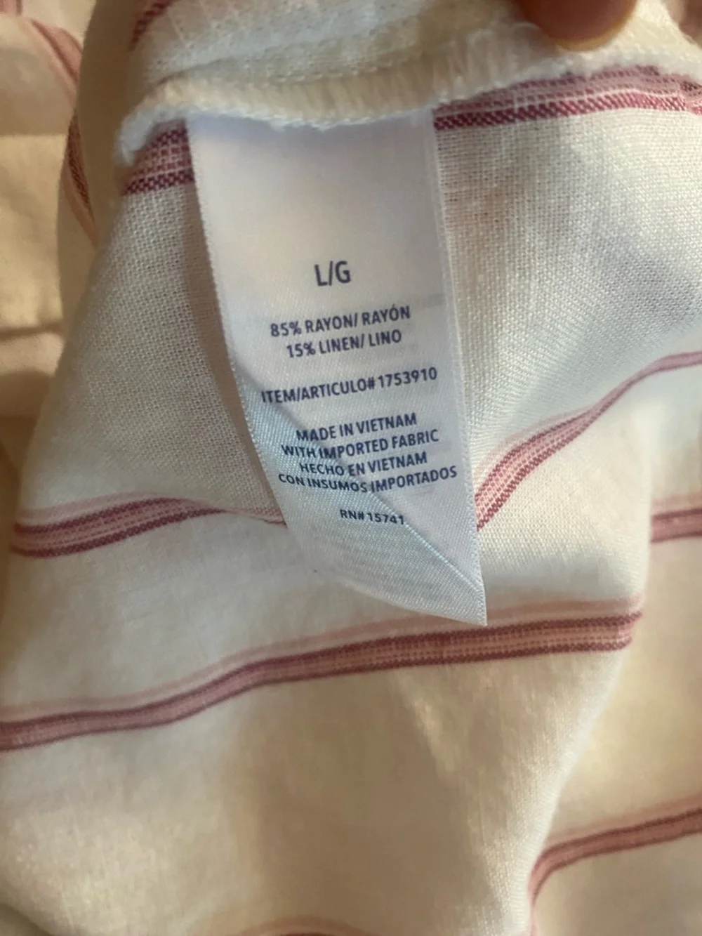 Splendid Lightweight White Blouse with Pink Stripe Top - Picture 6 of 6